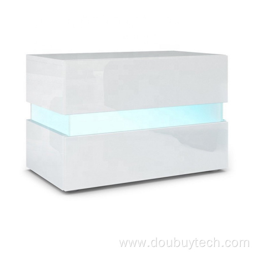 Glossy Bedside Nightstand with LED light